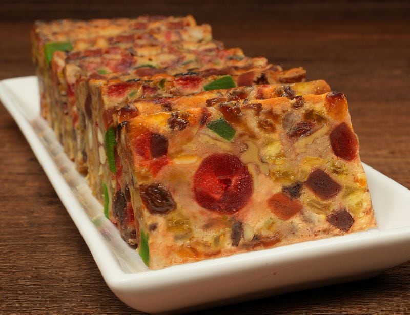 The recipe for Claxton fruitcake hasn't changed much since it first was sold more than 110 years ago. The cake is 70% fruit and nuts by weight. Courtesy of Claxton Bakery