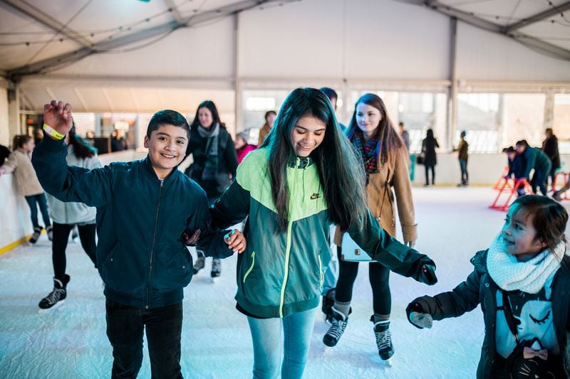 Ice skating is a perfect way to spend the afternoon outdoors and exercising on the Roof at Ponce City Market. 
Courtesy of Slater Hospitality.