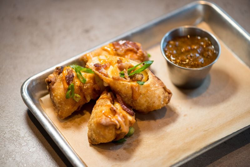  Bacon Mac N' Cheese Spring Rolls with tavern sauce. Photo credit- Mia Yakel.