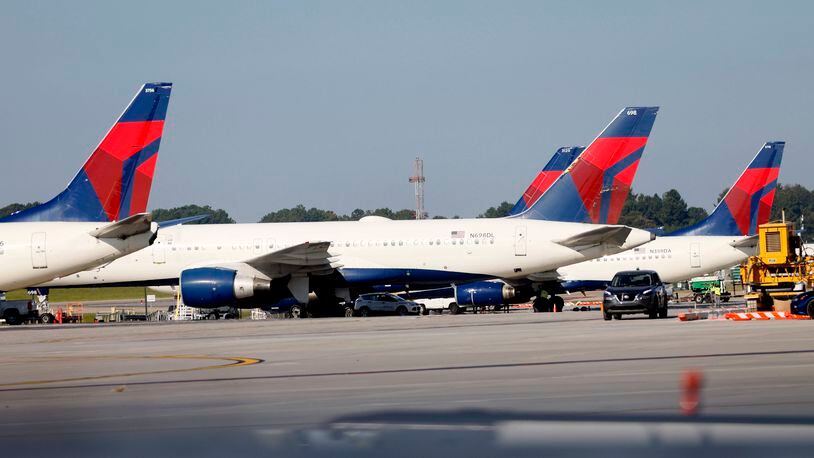 Delta Air Lines airplanes are seen parked at Hartsfield-Jackson Atlanta International Airport on Thursday, Sep. 07, 2023.

Miguel Martinez /miguel.martinezjimenez@ajc.com