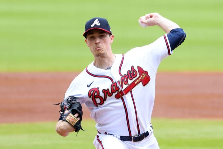 Braves pitcher Max Fried delivers in the first inning Wednesday against the Nationals at Truist Park. (Miguel Martinez / miguel.martinezjimenez@ajc.com)