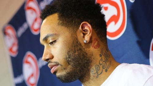 Hawks forward Mike Scott was arrested on drug charges in Banks County on Thursday. (Curtis Compton / ccompton@ajc.com)