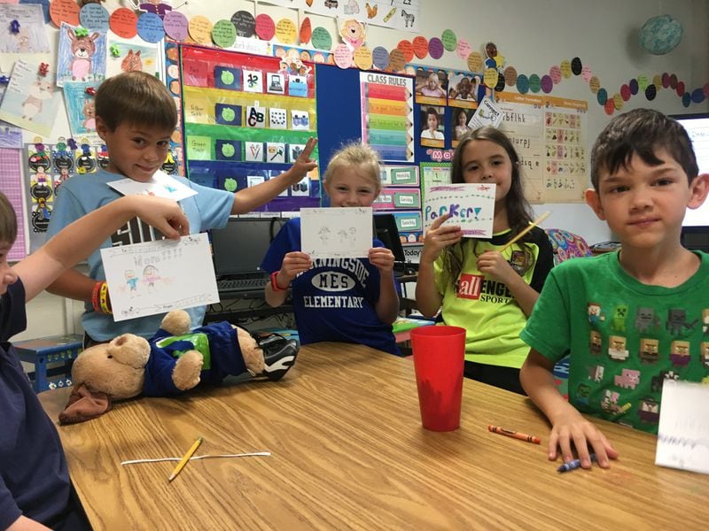 Ben the Rooster helped first-graders at Morningside Elementary celebrate National Postcard Week during the first full week of May 2017. CONTRIBUTED BY JASON SOSNOVSKY