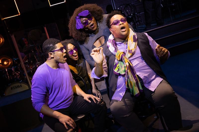 Christian Magby (from left), Arianna Hardaway, Candy McLellan and Trevor Rayshay Perry filled the stage with energy in "Passing Strange" at Theatrical Outfit. Photo: Casey Gardner Ford