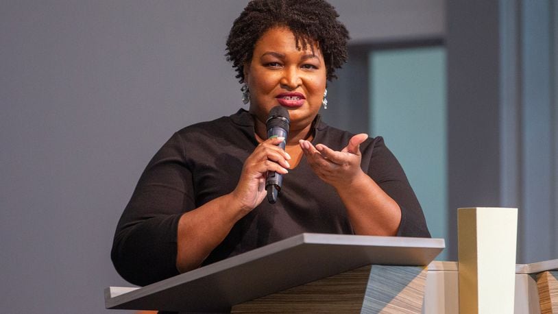 Stacey Abrams speaks Saturday, July 17, 2021, at the celebration of life and dedication of the Jordan Family Life Center in Vernon Jordan's honor at St. Paul A.M.E. Church, where he was a lifelong member. The Atlanta native, who became a champion of civil rights before reinventing himself as a Washington insider and corporate influencer, died March 1 at age 85. (Photo: Steve Schaefer for The Atlanta Journal-Constitution)