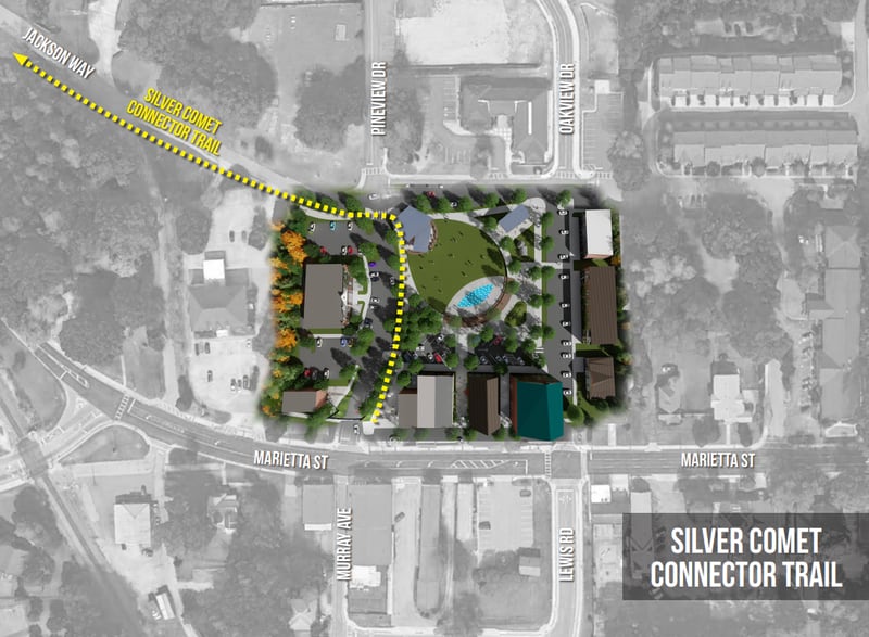 Here's how the Silver Comet Trail would connect to the $4.2 million park in downtown Powder Springs. (City of Powder Springs)