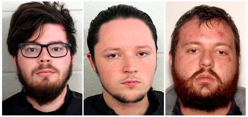 Floyd County Police last week arrested Luke Austin Lane of Floyd County, Jacob Kaderli of Dacula and Michael Helterbrand of Dalton, Ga. The three are linked to the al-Qaida-style terror network The Base. Details of their cases have been sealed by a judge.