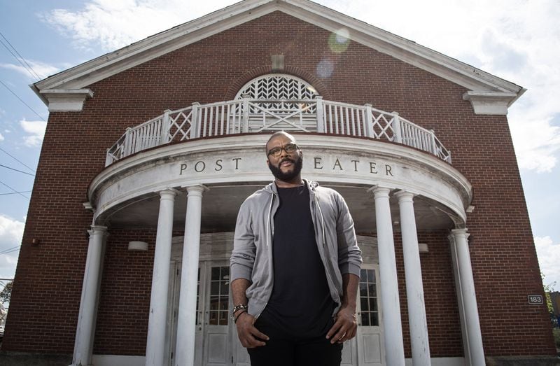 Filmmaker Tyler Perry poses at his $250 million Tyler Perry Studios in southwest Atlanta.