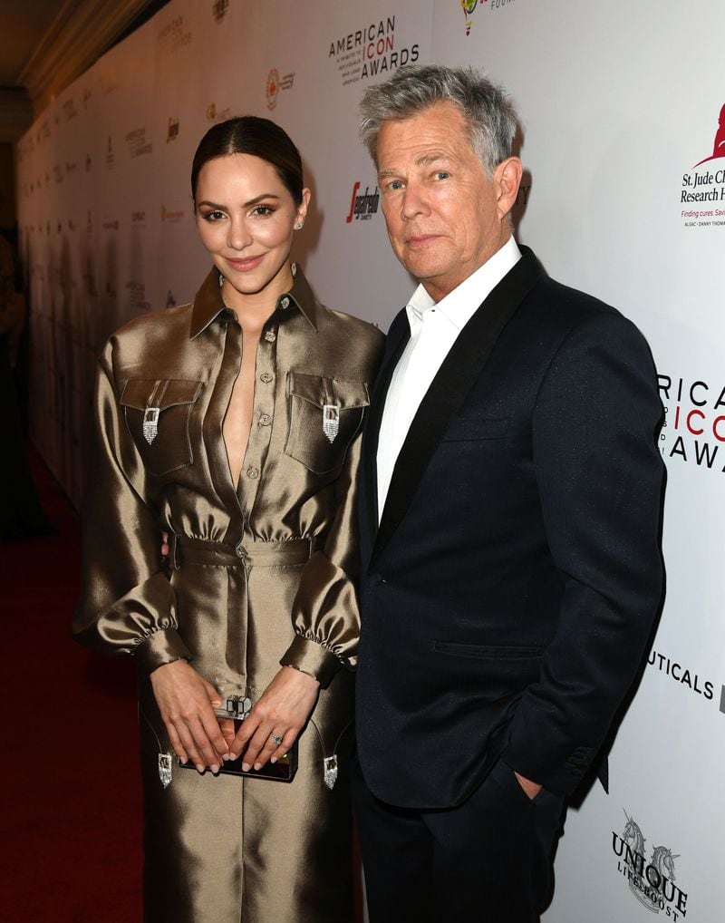 BEVERLY HILLS, CALIFORNIA - MAY 19: Katharine McPhee (L) and David Foster arrive at the American Icon Awards at the Beverly Wilshire Four Seasons Hotel on May 19, 2019 in Beverly Hills, California. (Photo by Kevin Winter/Getty Images)