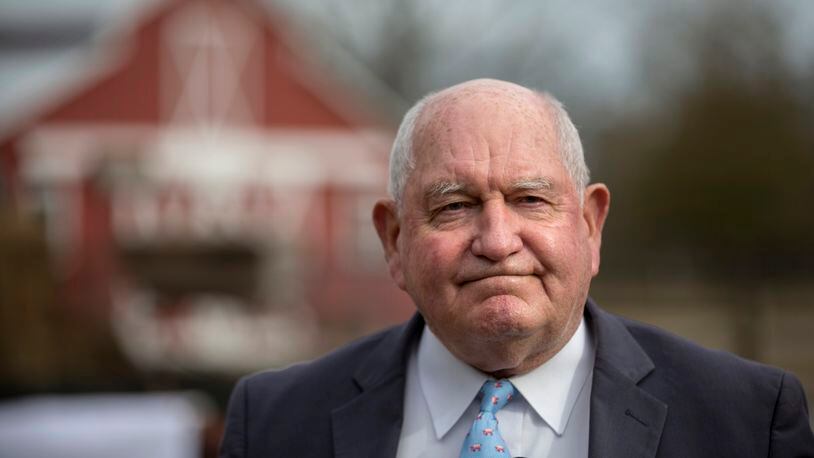 Sonny Perdue reacts to a question during an event at the Spring Hollow Farm in Claxton, Ga., in 2021. On Tuesday, March 1, 2022, he was selected as the new chancellor of the University System of Georgia. (AJC Photo/Stephen B. Morton)
