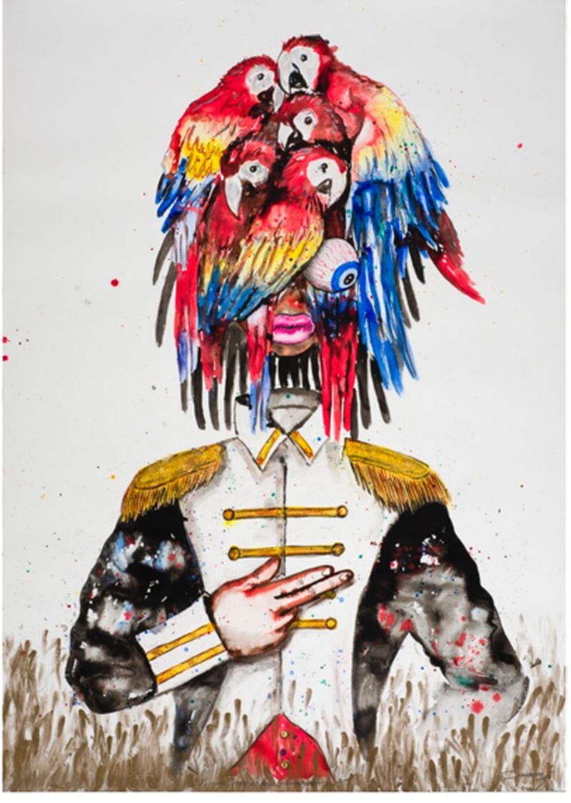 Congolese artist Steve Bandoma's "Perruche Perruque" from the "Costumes" series.
Courtesy of MAGNIN-A Gallery, Paris.