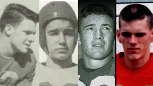 New players on the 2023 Georgia High School Football Hall of Fame ballot include (from left) Billy Henderson of Lanier, Pepper Rodgers of Brown, Dan Reeves of Americus and Mike Bobo of Thomasville.