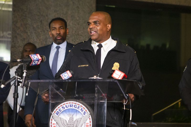 Atlanta Police Deputy Chief Charles Hampton speaks during a press conference on Monday, December 12, 2022, in Atlanta.  CHRISTINA MATACOTTA FOR THE ATLANTA JOURNAL-CONSTITUTION.