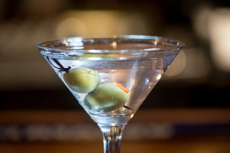 The Colonnade’s classic gin martini has its own style. (Mia Yakel for The Atlanta Journal-Constitution)