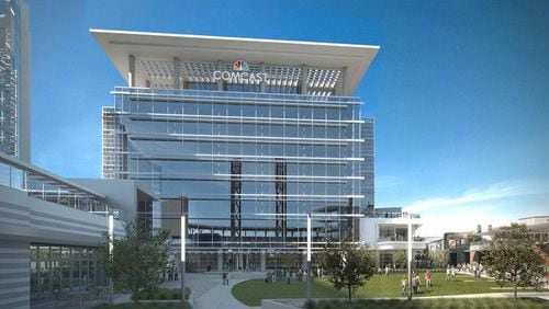 Comcast will occupy 100 percent of a nine-story office building in the mixed-use development adjacent to the stadium.