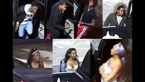 Atlanta police are searching for seven persons of interest in connection with the shooting of a 19-year-old woman in the leg outside a downtown Atlanta nightclub.