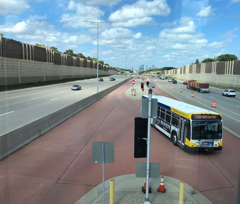 Bus rapid transit lines like this one in Minneapolis operate in special bus lanes or in express lanes to keep them out of regular traffic. Bus rapid transit could be coming to Atlanta and its suburbs in coming years. DAVID WICKERT/AJC