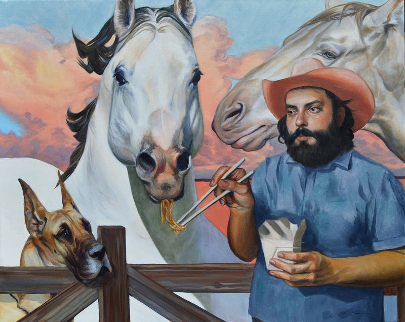 “Feeding Time,” (2020) in oil on canvas, by Kym Day. Photo credit: Kym Day