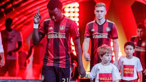 Atlanta United's George Bellow (foreground) and Julian Gressel scored in Saturday's game against New  England at Mercedes-Benz Stadium. (Atlanta United)