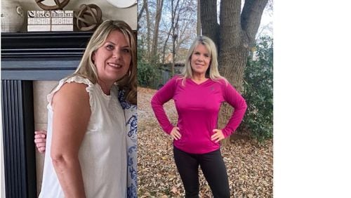 The photo of Angela Searcy on the left was taken in July 2020, and the photo of Searcy on the right was taken in December 2021. (Courtesy of Angela Searcy)