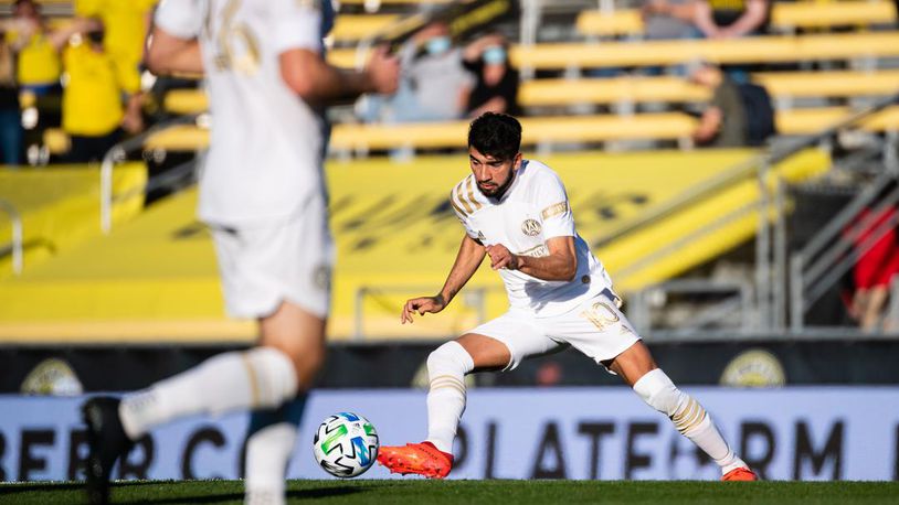 Atlanta United's Marcelino Moreno controls the ball during a 2-1 loss to Columbus on Sunday.