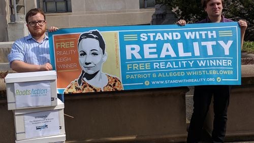 Reality Winner’s supporters said they delivered petitions with more than 16,000 signatures to the U.S. Justice Department’s headquarters in Washington Thursday, asking the agency to drop its charges against the accused National Security Agency leaker.