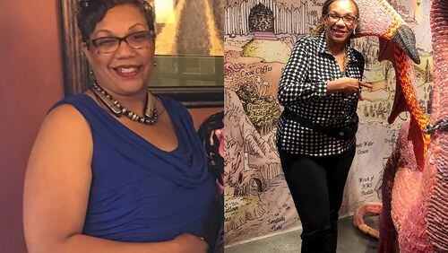 In the photo on the left, taken in 2016, Sharon Wilkes weighed 254 pounds. In the photo on the right, taken this month, she weighed 187 pounds. (All photos contributed by Sharon Wilkes)