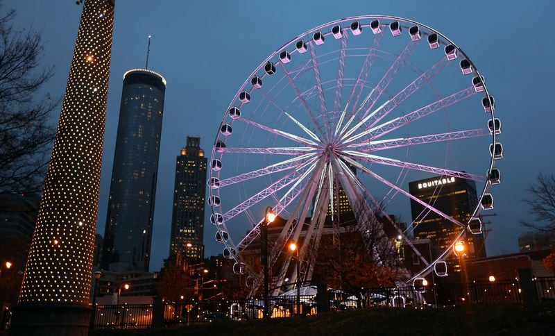 The SkyView Ferris wheel has been in Atlanta since July, 2013 and operators just got permission to extend their stay past the end of this year. BEN GRAY / BGRAY@AJC.COM