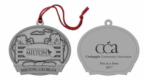 Milton and the Crabapple Community Association are offering for sale a “Welcome to the City of Milton” Christmas ornament. CITY OF MILTON