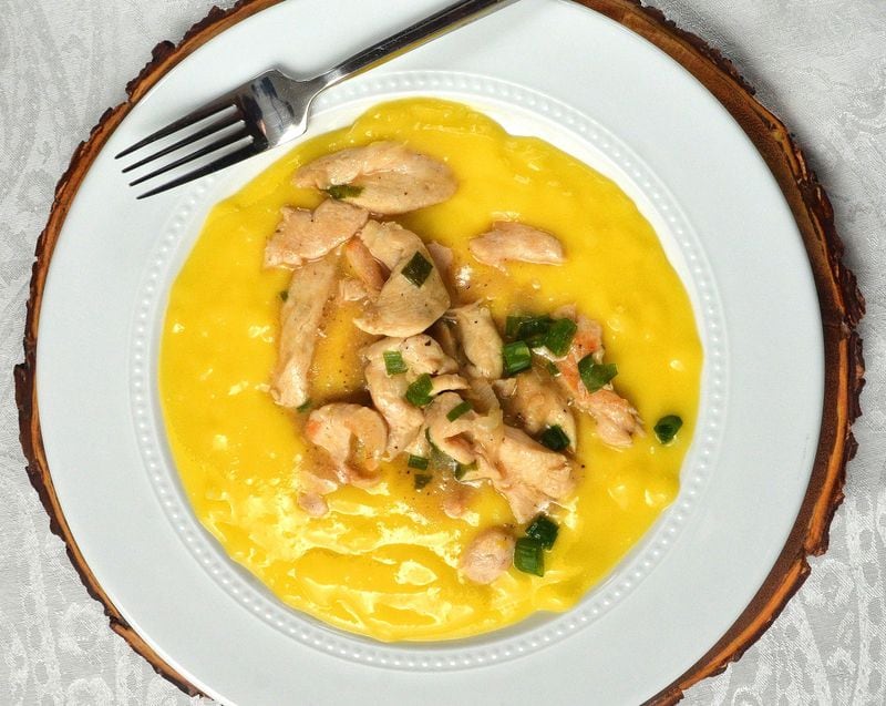 The cornstarch in the recipe for Chicken with Corn Cream makes up for U.S. corn being less starchy than the corn grown in Brazil, the homeland of Liliane Chick. STYLING BY LILIANE CHICK / CONTRIBUTED BY CHRIS HUNT PHOTOGRAPHY