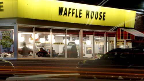 This is the late-night vibe for the Waffle House at 2264 Cheshire Bridge Road NE in Atlanta. TYSON HORNE / TYSON.HORNE@AJC.COM