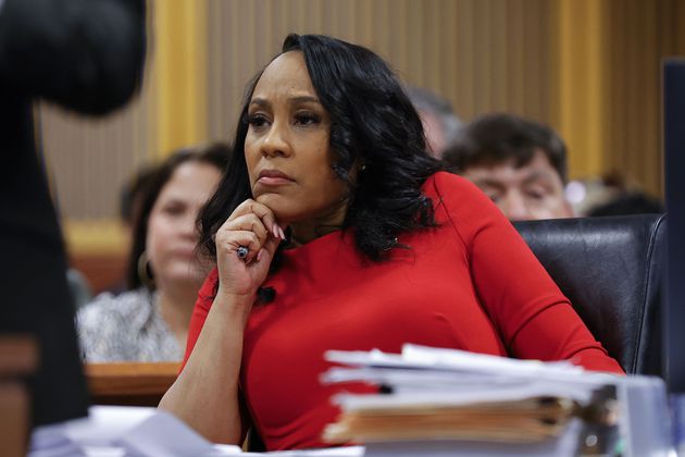 Fulton County District Attorney Fani Willis looks on during a March 1 hearing on the Georgia election interference case in Atlanta. (Alex Slitz/AP)