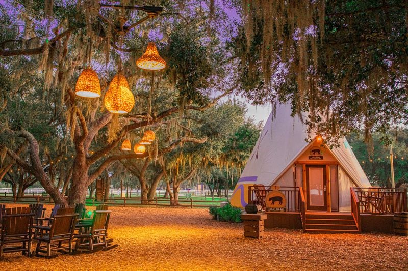 The modern luxe teepees feature all the amenities of home set in a natural and relaxing setting.
Courtesy of Westgate River Ranch Resort & Rodeo