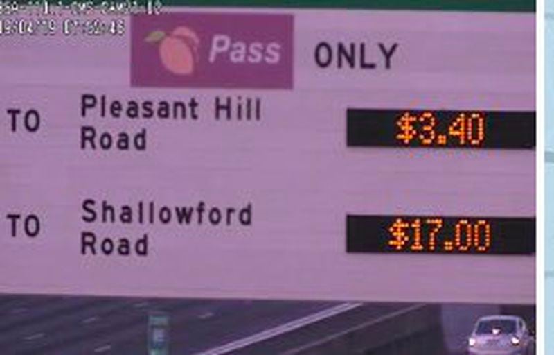 The toll on the I-85 express lanes in Gwinnett County hit a record $17 on Wednesday morning, according to the State Road and Tollway Authority.