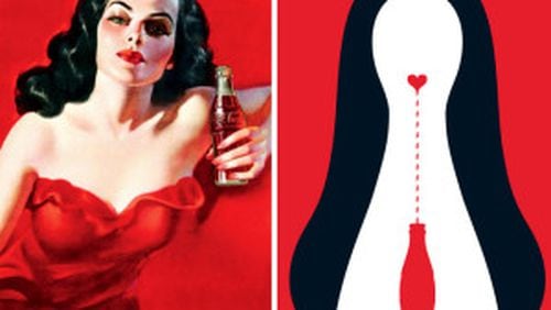 Opening Saturday, the World of Coca-Cola exhibit “Kiss the Past Hello” includes 39 posters — re-interpreted vintage ads by international designers and artists and some of the original works that inspired them. One example: the juxtaposition of the retro 1950s ad “Lady in Red” (left), which inspired designer Matt Allen’s interpretation (right). A companion book of the same title, from Assouline Publishing, is available in the attraction's Coca-Cola Store.