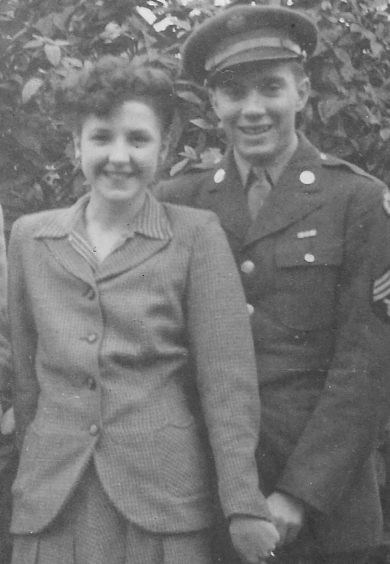 Staff Sgt. Bill King and Mollie Parry celebrate their engagement on her 18th birthday in April 1944. (Courtesy of the Parry family)