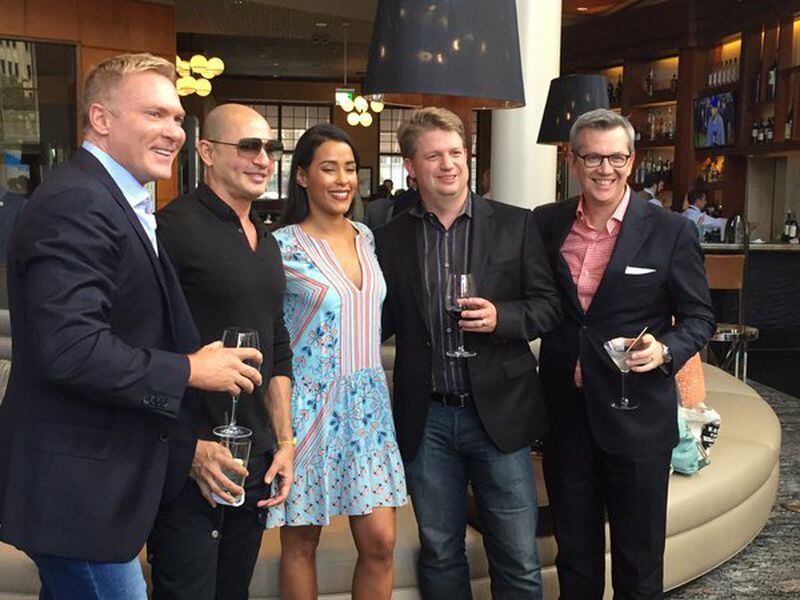 The forecast calls for cocktails! Weather Channel Sam Champion and friends at the Atlanta Palm.