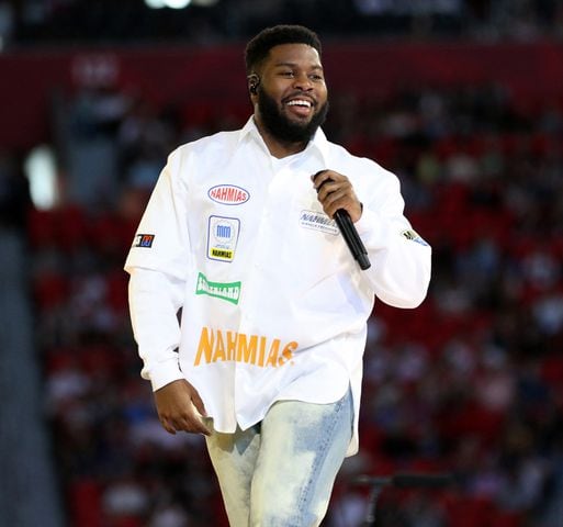 Georgia native Kahlid performs at Ed Sheeran's sold-out Mercedes Benz Stadium on Saturday, May 27, 2023 on his +=÷x tour. 
Robb Cohen for The Atlanta Journal-Constitution