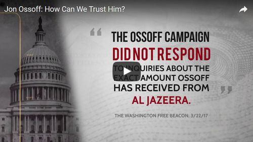 A web ad by the Congressional Leadership Fund attacks the record of Jon Ossoff, a Democrat running for Congress in Georgia’s 6th District.
