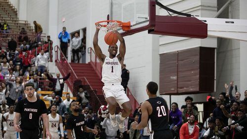 Morehouse guard Robert Andrews puts down a dunk in the Maroon Tigers' 67-62 win over Clark Atlanta January 25, 2020 at Morehouse. (Oscar Daniel)