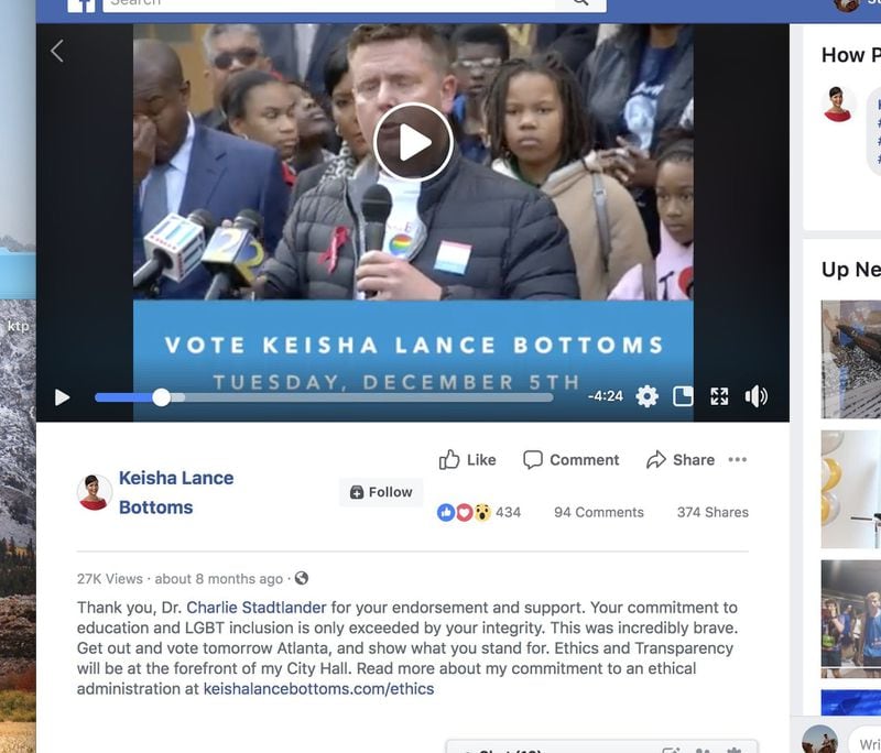 Charlie Stadtlander, a senior adviser on Atlanta Mayor Keisha Lance Bottoms mayoral campaign on LGBTQ and other issues, said he briefed Bottoms on serious problems with the city-run Housing Opportunities for Persons with AIDS program during her 2017 runoff election campaign. Bottoms said at an LGBTQ campaign event that she would fix the city’s chronically late payments to providers, which were putting some in financial jeopardy.