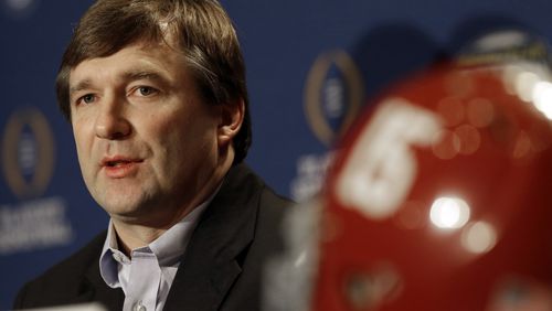 Alabama defensive coordinator and Georgia head coach Kirby Smart speaks during a news conference for the Cotton Bowl, a college football playoff game, on Monday in Dallas. (AP photo)
