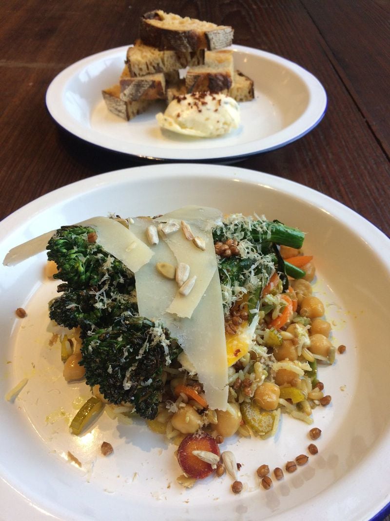 Root Baking Co.’s grain salad and the sweet-potato levain with butter. CONTRIBUTED BY WENDELL BROCK
