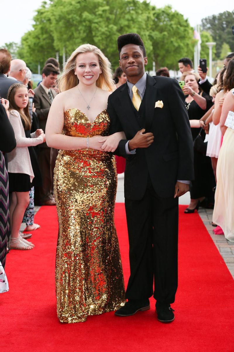 Marietta High School students participating in the Shuler Awards during the 2016 competition arrive on the red carpet at the Cobb Energy Centre. CONTRIBUTED BY SHULER AWARDS