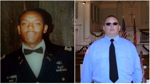 Georgia correctional officers Sgt. Curtis Billue, 58, (left) and Sgt. Christopher Monica, 42, were both shot and killed along Ga. 16 in Putnam County when two prisoners they were transporting escaped.
