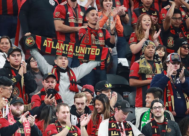 Nov 11, 2018 Atlanta: Atlanta United fans fill up Mercedes-Benz Stadium to cheer their team against New York City in their MLS Eastern Conference Semifinal playoff match on Sunday, Nov. 11, 2018, in Atlanta.  Curtis Compton/ccompton@ajc.com