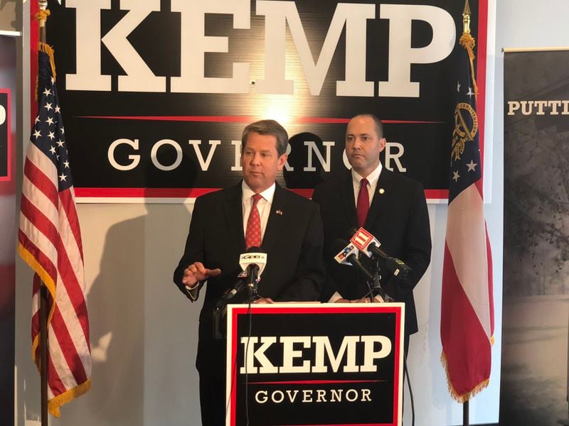 Gov. Brian Kemp, left, and state Attorney General Chris Carr have received donations of $100,000 and $70,000, respectively, from a company that helps manage the state's Medicaid program and is now seeking a settlement involving allegations that it overbilled the state for prescription drugs. Carr's campaign manager said the attorney general "will vigorously defend his client — the people of Georgia — and handle every case before him legally, ethically and honestly.”