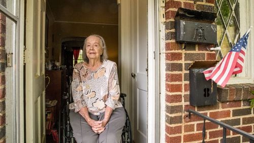 Betty Pippin, 92, is unable to leave her home and is still waiting to receive her first COVID vaccine Thursday, April 8, 2021.  Pippin is on a list to received the shot at her home but has not yet been scheduled.  (Jenni Girtman for The Atlanta Journal-Constitution)