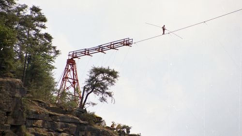 Karl Wallenda completed a high-wire walk over Tallulah Gorge on July 18, 1970. Credit: AJC file photo.
