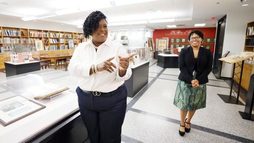 As Atlanta Public School celebrates its 150-year history, Archivist Erika Collier and Superintendent Lisa Herring (left) provide insights into some of the artifacts in the APS Archive Museum collection.
Miguel Martinez /miguel.martinezjimenez@ajc.com